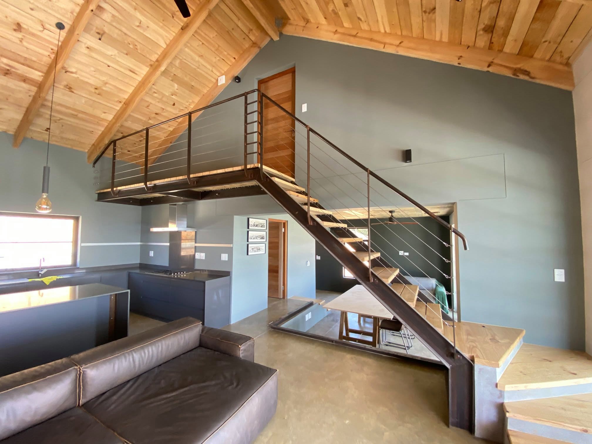 Steel staircase in home interior